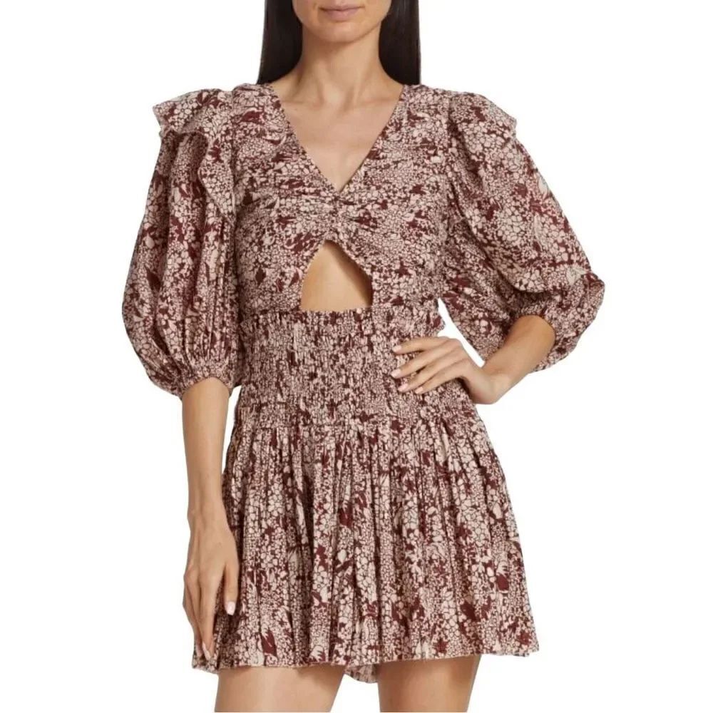SEA Priya Printed Puff Sleeve Organic Cotton Romper NWT Size 0